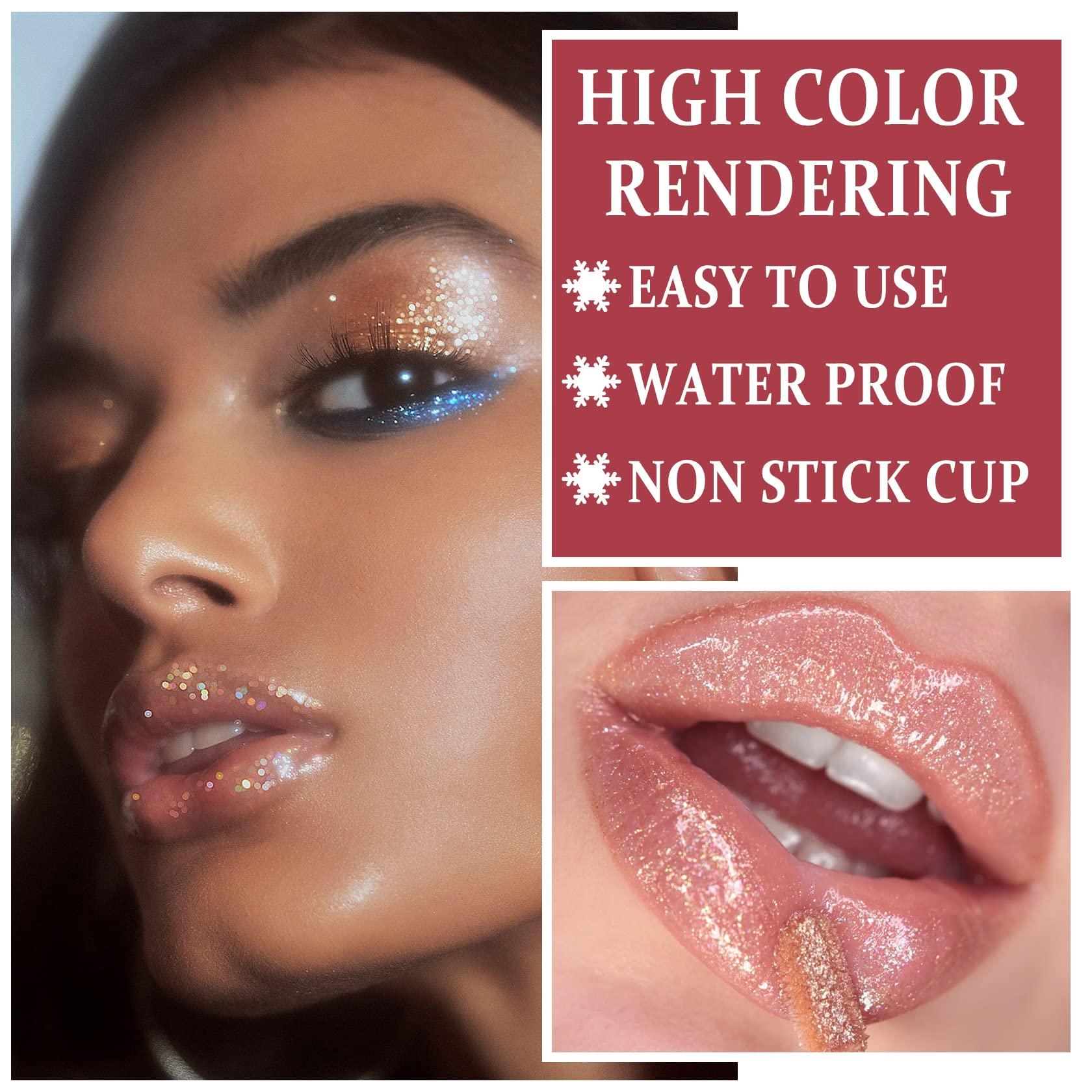 NVLEPTAP NVLEPTAP 3PCS Liquid Glitter Lipstick Glitter Lip Gloss Set,Diamond Shimmer Matte Lipstick Set Long Lasting High Pigment Glitter Lip Stick Kit Lip Gloss Set Halloween Makeup Gift - Set C