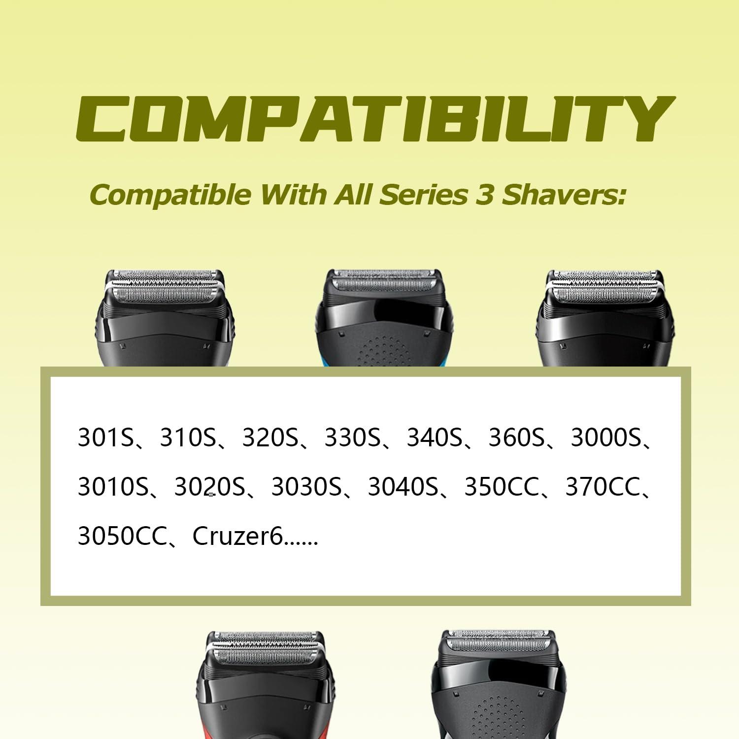 Muyfguo 2Pack 32B Series 3 Electric Shaver Replacement Head Accessories for Braun S3 Foil & Cutter Razor Heads, Applicable for Braun S3 3040s 3010s 310s 3000s 3050cc 3080s 390cc Etc