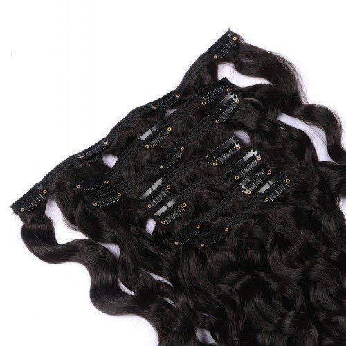 EIAKE Natural Curly Clip in Human Hair Extensions for Black Women Natural Wave Real Human Remy Hair Clip in Extension for African American Natural Hair Extensions Clip ins (16inch, 1 NaturalWave)