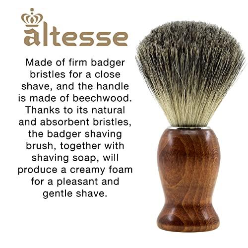 Altesse Altesse 78310 Russian Grey Badger Shaving Brush for Shave Cream, Shaving Soap, Shaving Cream Foam and Lather for Wet Shave With Shaving Razor, Safety Razor, and Straight Razor. Made in France