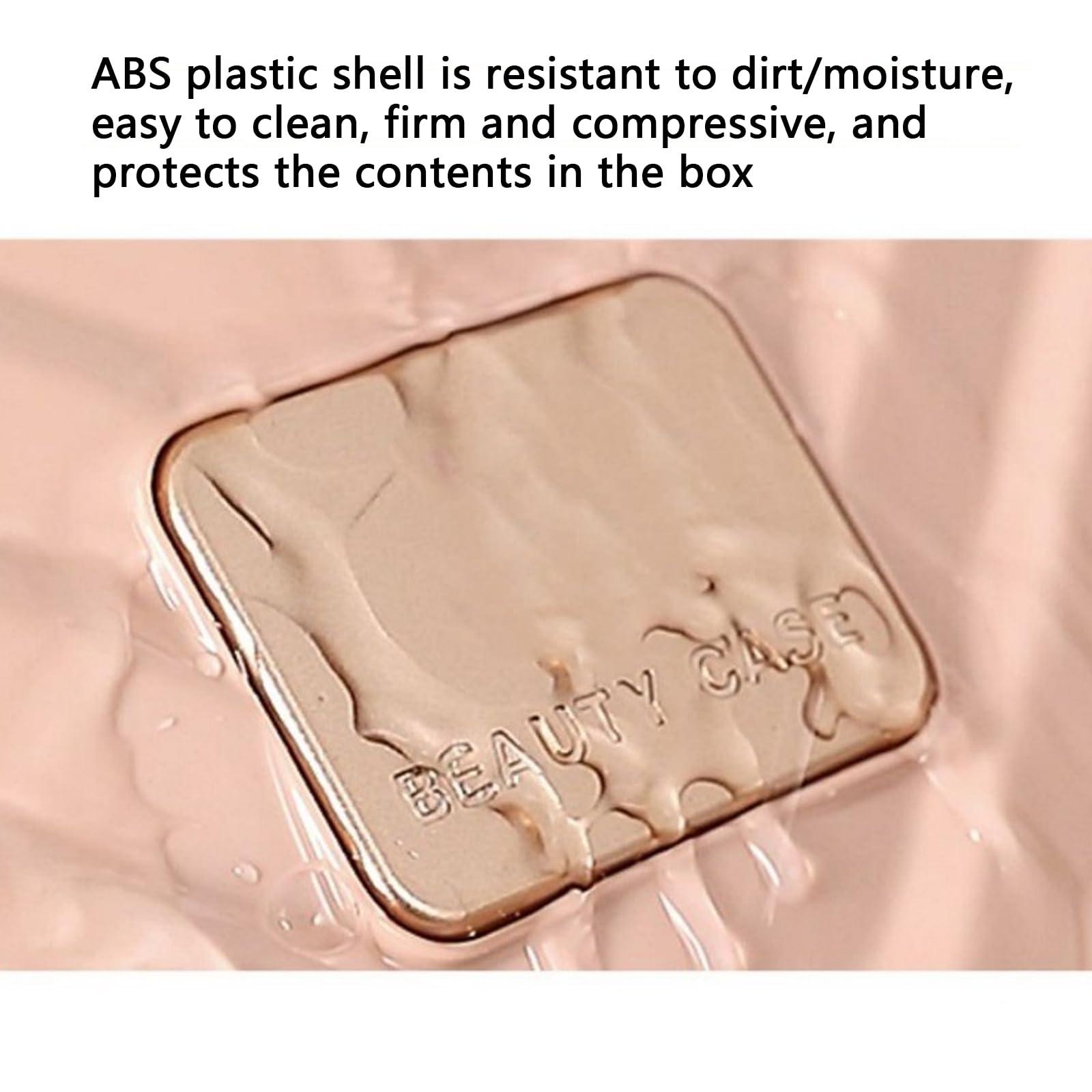 ESRADA ESRADA Makeup Bag Travel Make Up Organiser Bag Storage Vanity Case With Mirror Lamp Rechargeable Portable Makeup Box Cosmetic Bags Pink