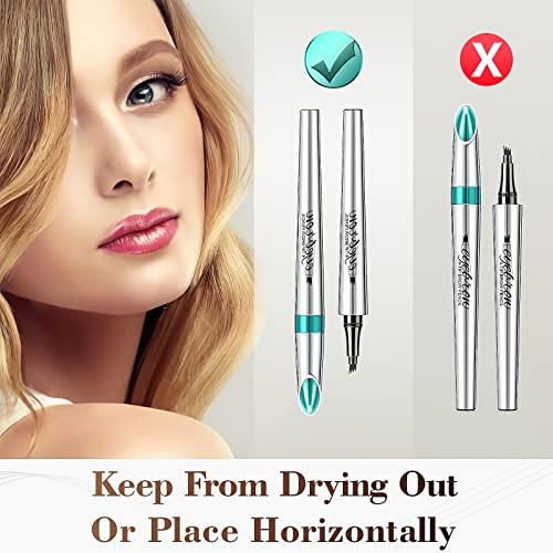 OETUIOW Eyebrow Pencil Eyebrow Microblading Pen - Eye Makeup Eyebrow Pen Micro 4 Point Brow Pen Lift & Snatch Eyebrow Microblading Pen Long-Lasting Waterproof Natural Eyebrow Hair (Black)
