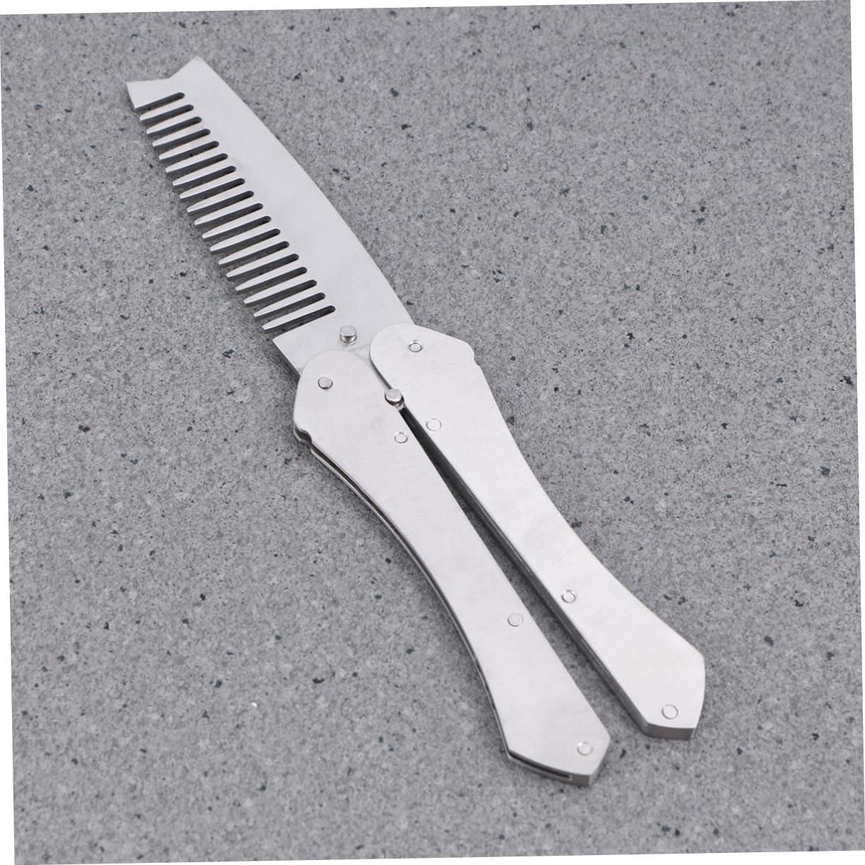 Hemoton Hemoton Men\'s Stainless Steel Mustache Styling Brush Hair Comb for Men Beard and Mustache Combs Set Anti-Static Portable Folding Tool for Home and Salons