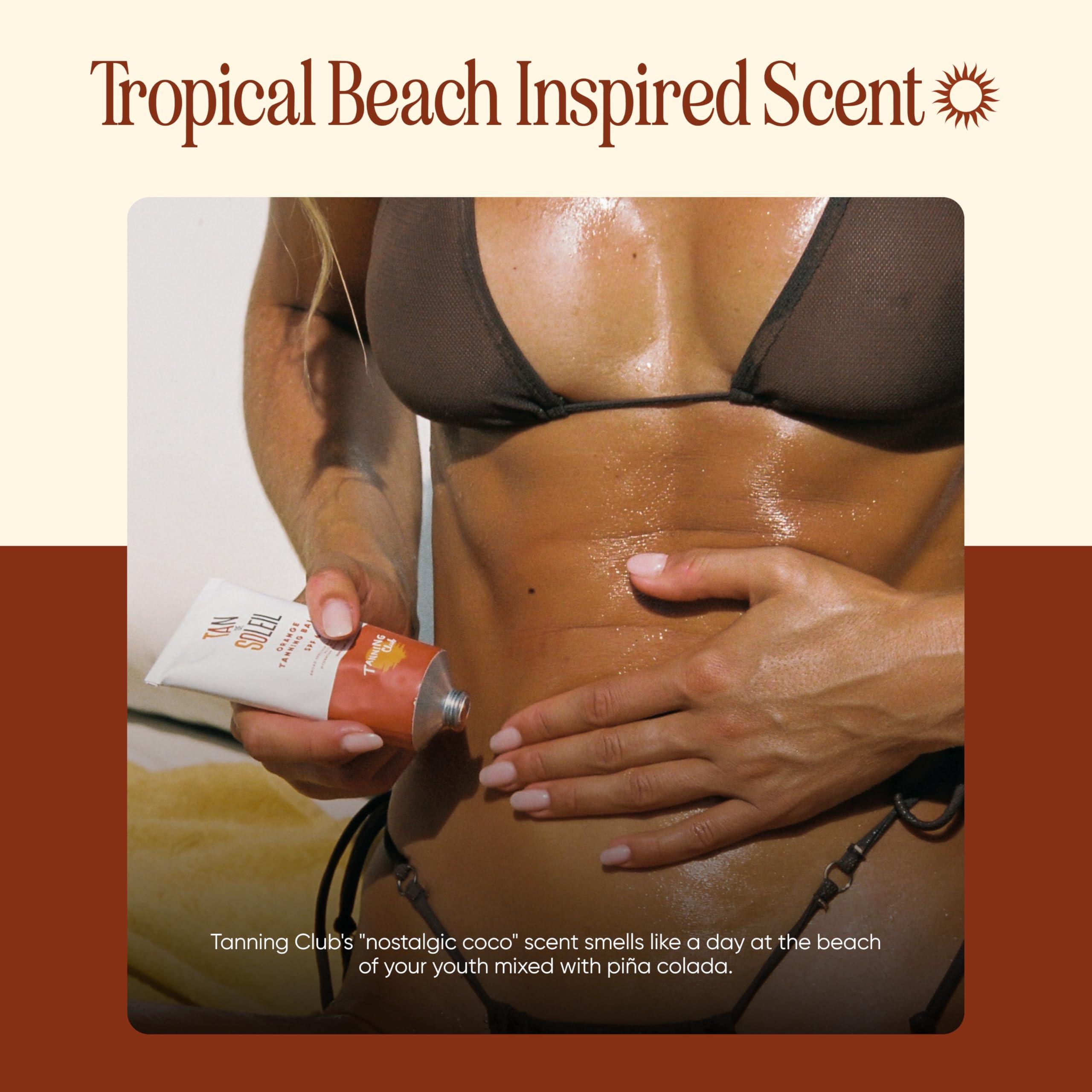 Tanning Club Tanning Club - Tan De Soleil Orange Sun Tanning Lotion - Tanning Gel with SPF 6 Sunscreen for Sun Exposure - Gentle Botanical Tanning Sunscreen for Sun-Kissed Glow - 100 ml