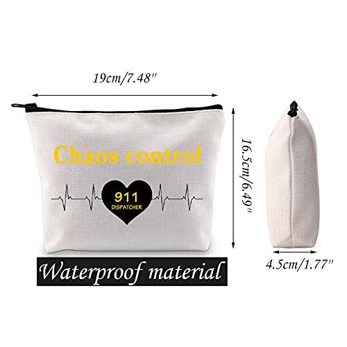 JNIAP JNIAP 911 Dispatch Makeup Bag Chaos Control 911 Dispatch Cosmetic Travel Bag 911 Operator Dispatcher Gift(911 Dispatch Bag)