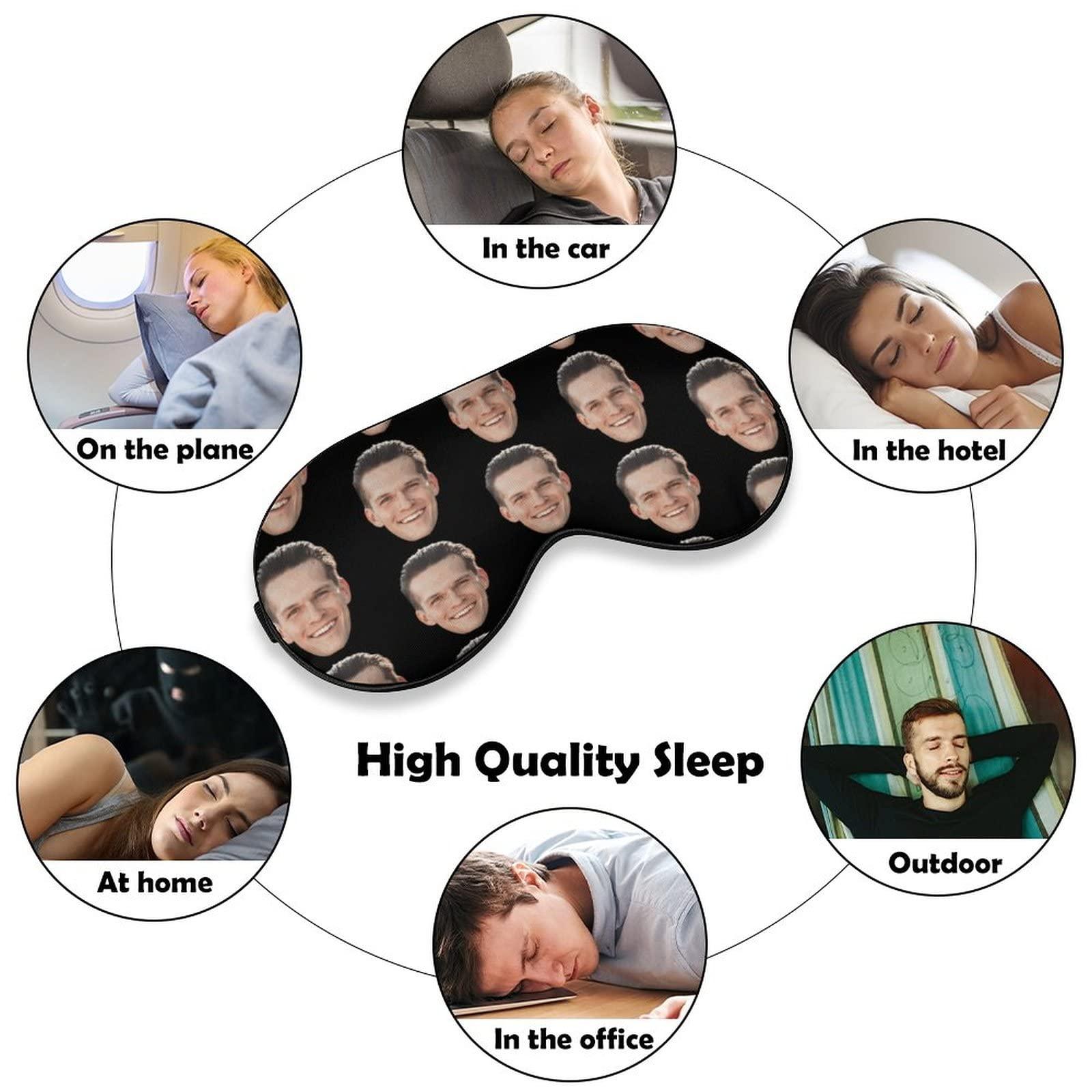 Pruoyi Custom Sleep Mask Personlized Eye Mask Design Your Own Picture Text Adjustable Soft Eye Masks Eyeshade Blindfold for Women Men Airplane Travel Sleeping (Style1)