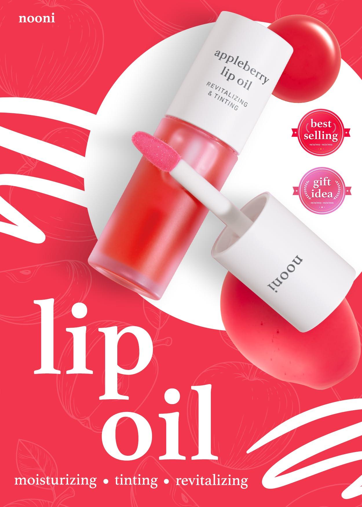 NOONI NOONI Appleberry Korean Lip Tinting Butter, 42 oz. + Korean Lip Oil - Appleberry, 0.12 Fl Oz Bundle