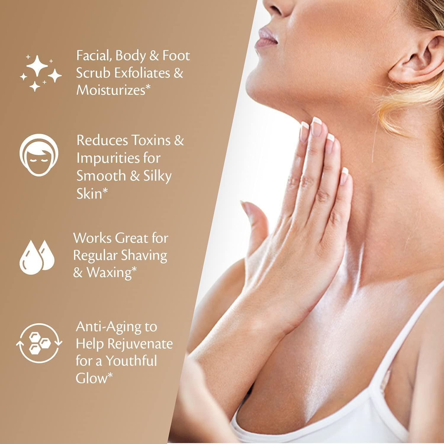 M3 Naturals Brown Sugar Scrub Face Foot & Body Exfoliator Infused with Collagen and Stem Cell Exfoliating Salt Body Scrub for Toning Skin Cellulite Skin Care by M3 Naturals