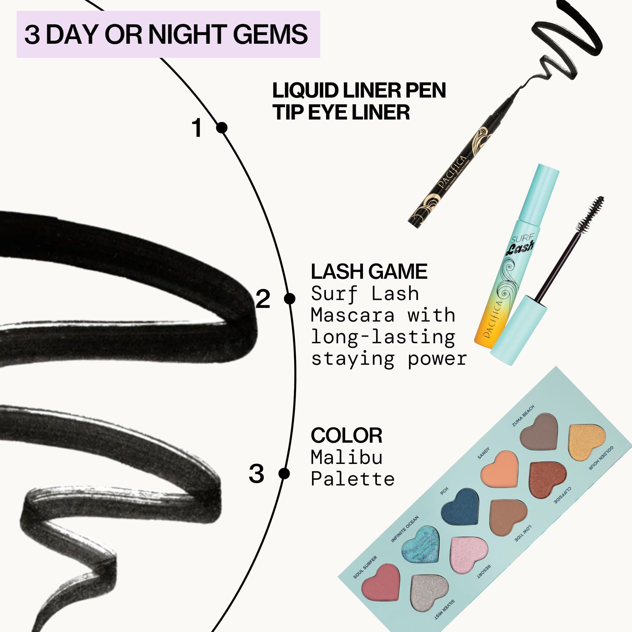 Pacifica Pacifica Black Liquid Eyeliner Pen - Liquid Line - Felt tip, Smudge Proof Eyeliner - Water Resistant Gel Makeup Eye Liner - Matte Fine Tip Clean Beauty Vegan & Cruelty-Free Dermatologist Tested