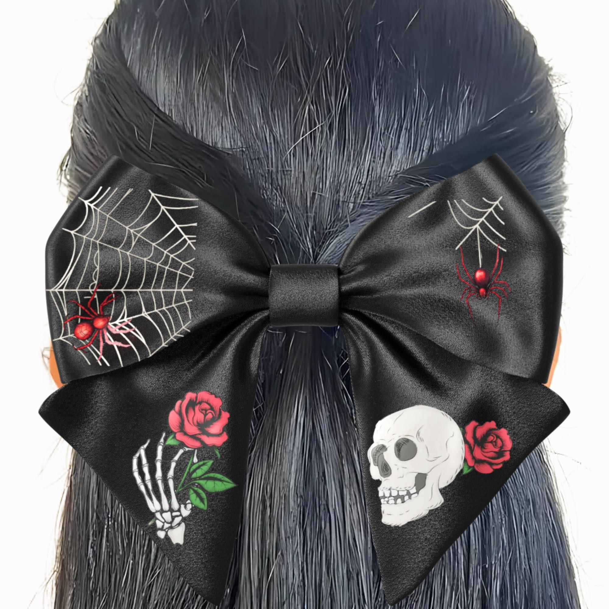 VIADALINNO Black Hair Bow Clip Gothic Emo Alt for Teens Woman Girl Halloween