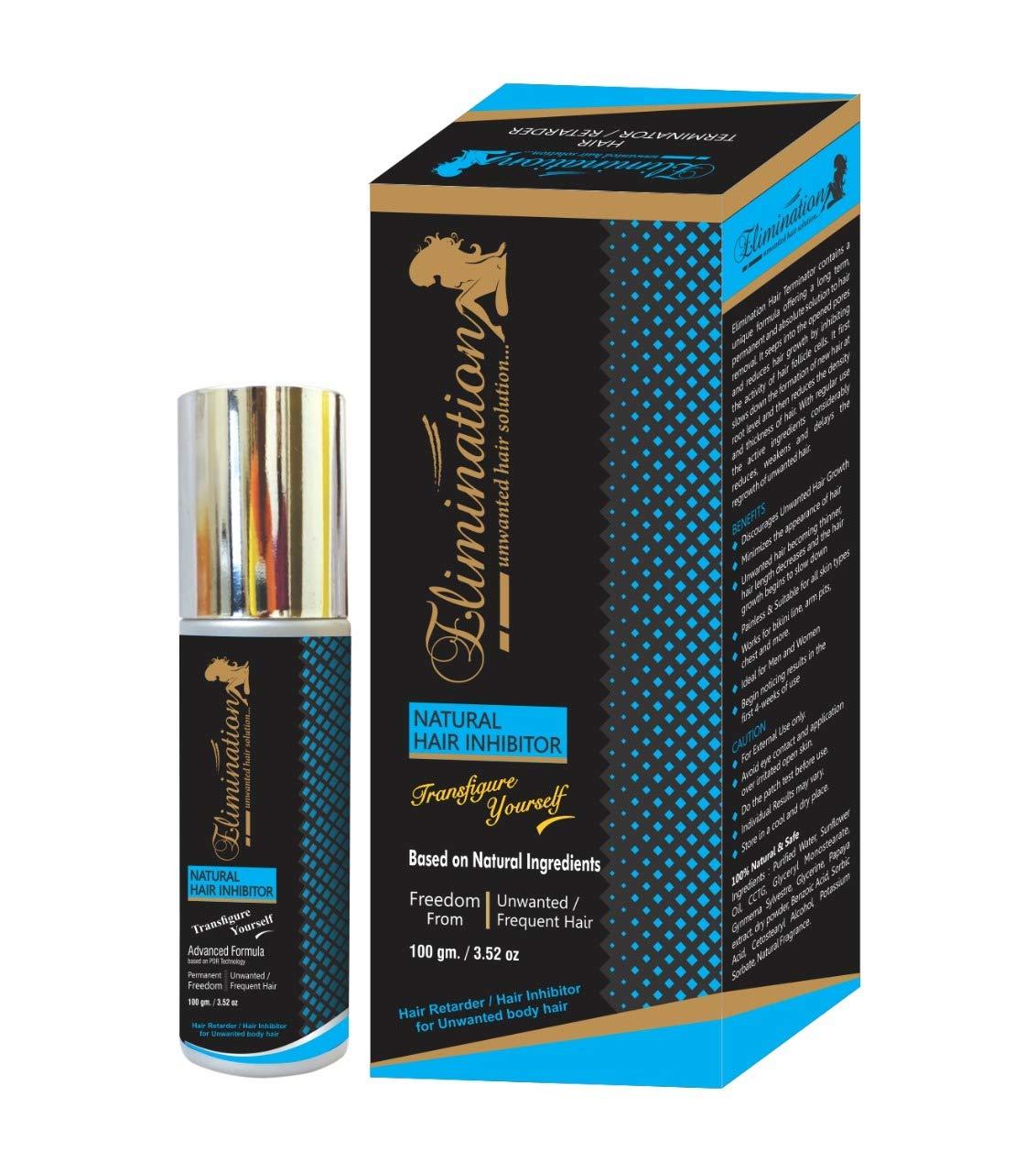 Elimination Elimination Natural Hair Inhibitor for Permanent Reduction of Unwanted Body & Facial Hair in Men & Women - Pack of 1