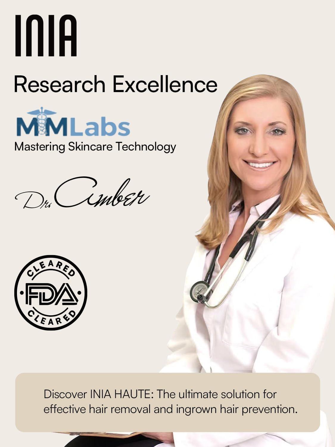 INIA INIA Laser Hair Removal for Women and Men, IPL Hair Removal Device with Sapphire Ice-cooling, Double Effectiveness & 5 Flashes per Second for Long-lasting and Nearly Painless Results