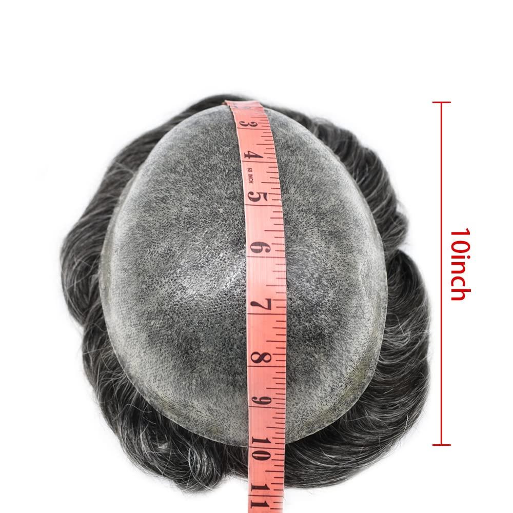 Generic Toupee for Men Hair Replcement System Mens Toupee Full Poly Thin Skin Human Hair Piece All PU Injection Toupee Hair Systems (8X10", 1B40 1B# OFF BLACK WITH 40% SYNTHETIC GREY)