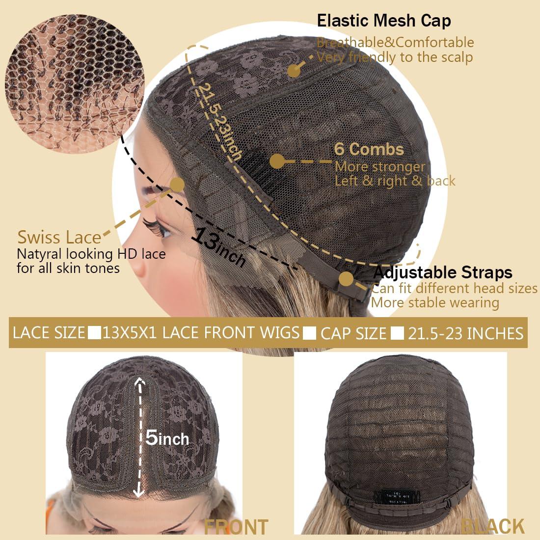 N BLE STAR N BLE STAR Body Wave Wig Lace Front Wig Pre-Plucked HD Glueless 13X5X1 Synthetic Lace Front Wigs for Women 180 Density 30 Inch Synthetic Wig (TAT 6/27/1001E)