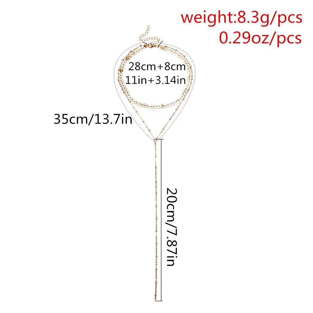 Olbye Olbye Wrap Y Necklace Choker Gold Sequin Necklace Chain Tassel Pendant Necklace for Women