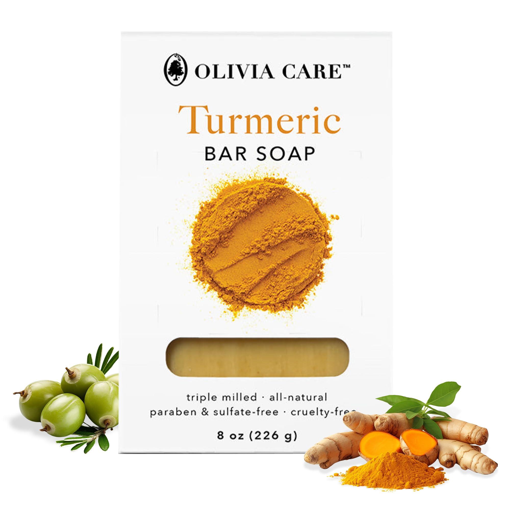 Olivia Care Olivia Care Turmeric Bar Soap -Natural, Vegan & Organic - For Face & Body Exfoliate, Hydrate, Moisturize & Deep Clean - Triple-Milled - Infused with Antioxidants - 8 OZ