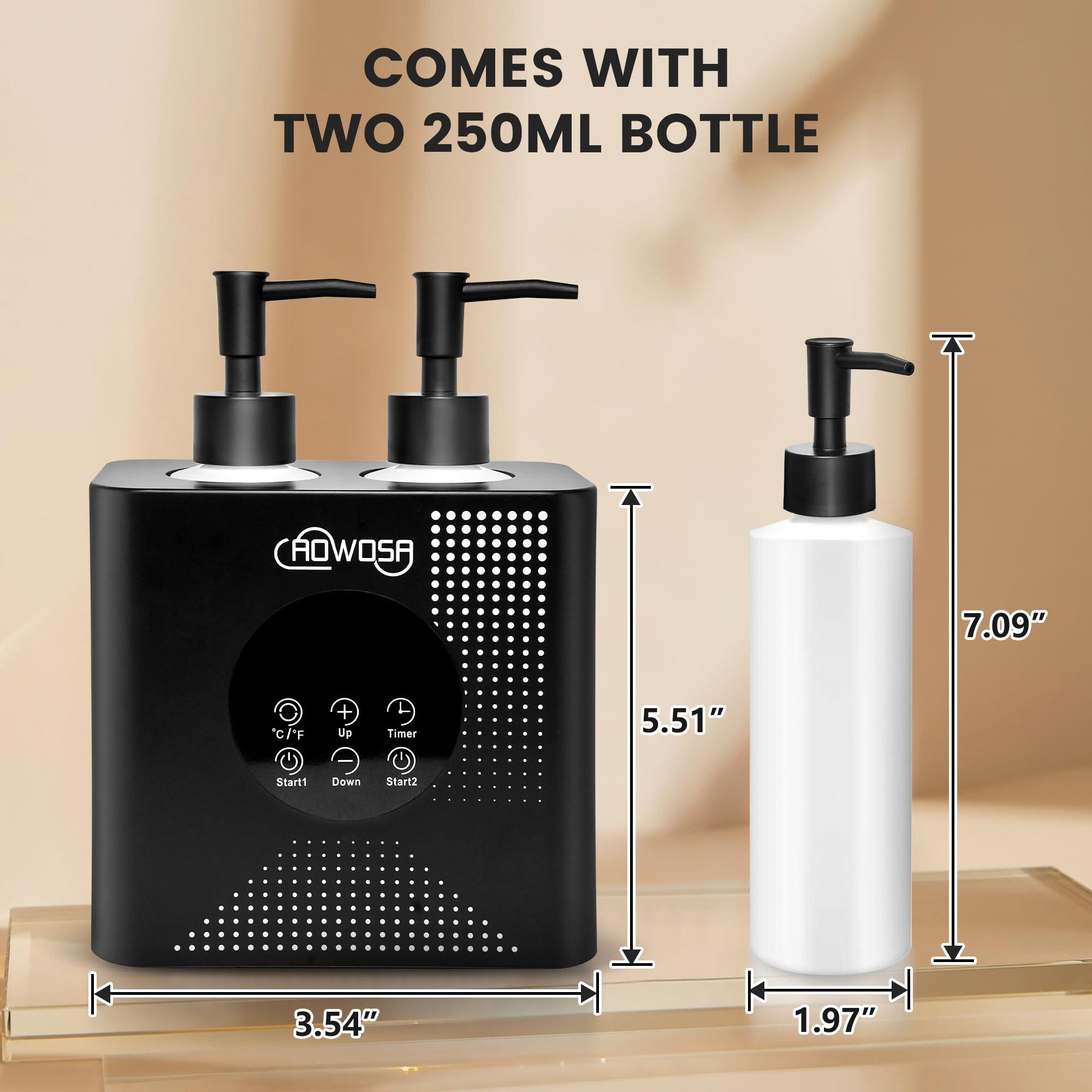AOWOSA Massage Oil Warmer Double Bottle Professional Electric Lotion Digital Heater for SPA, Portable Oil Warmer Heated Cream for Beauty Salon Home, with / Switchable Display, Four Oil Dispenser Bottle