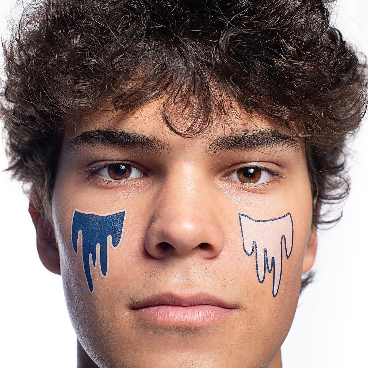 Anderson\'s Anderson\'s Blue and White Eye Bleed Tattoos, 25 per Package, School Spirit, Face Stickers, Temporary Tattoos