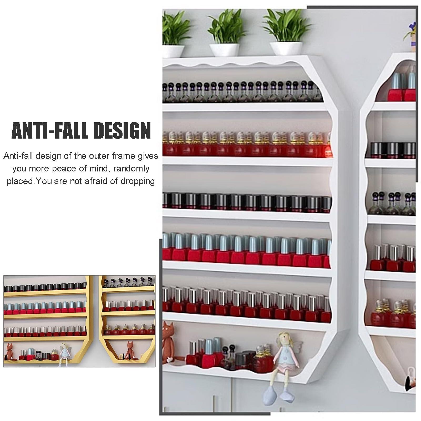 Yesbon Yesbon Wall-Mounted Metal Nail Polish Display Rack, Nail Art Shelf Display Stand, Essential Oil Perfume Combination Shelf, Display Storage Shelves for Salon Shop, Living Room,Black,3 Piece