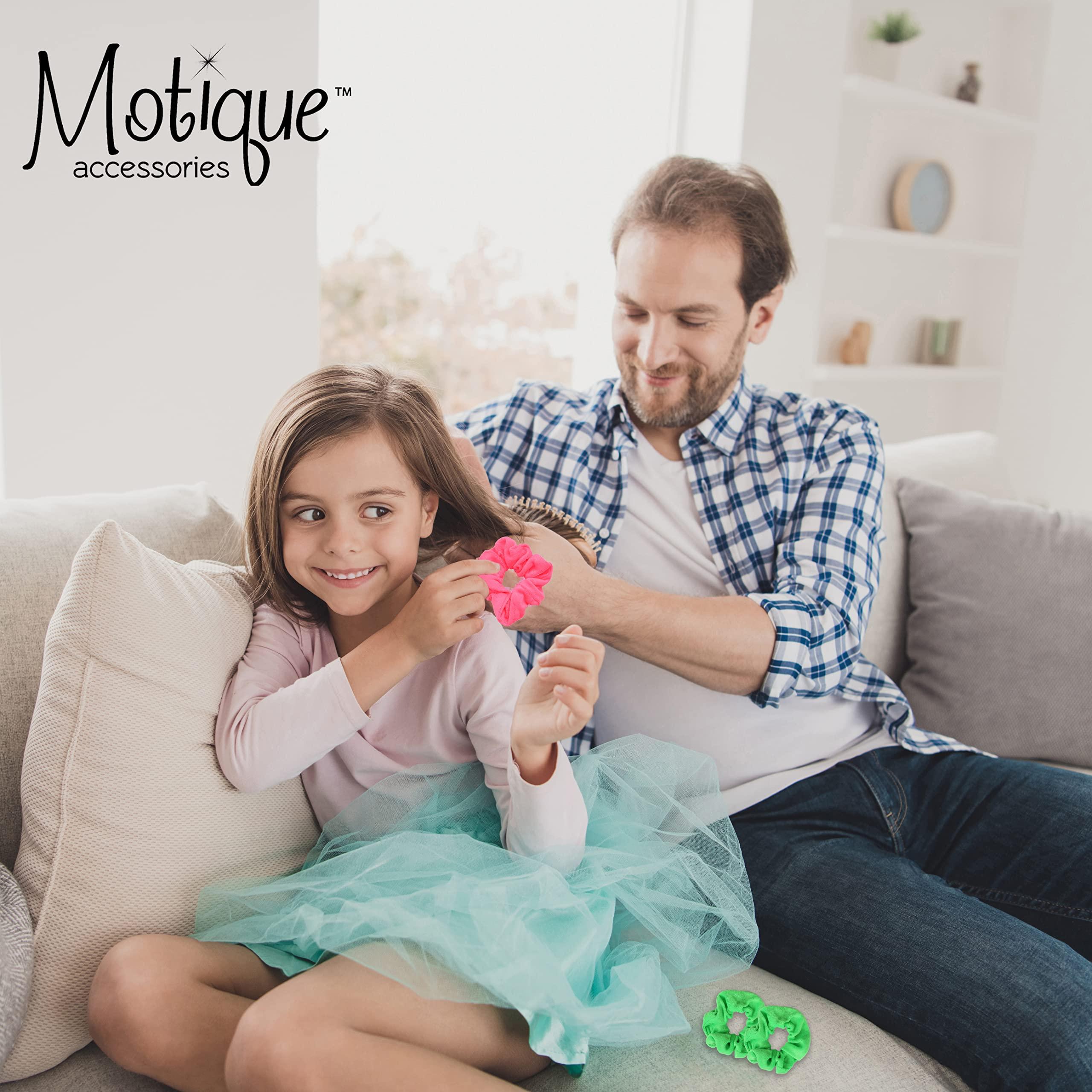 Motique Accessories 6 Pack Hair Scrunchies Neon Microfiber Terry Neon Green Purple & Blue