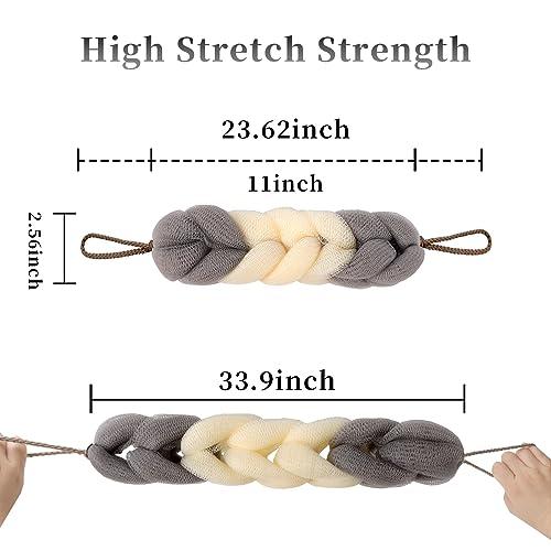BCKENEY BCKENEY Bath Loofah Sponge Back Scrubber Soft Mesh Body Wash Long Lofa Exfoliator Shower Puffs for Women & Men Bath Accessories Cleaning Tool (2Pack 50G Cameo Brown + Grey)