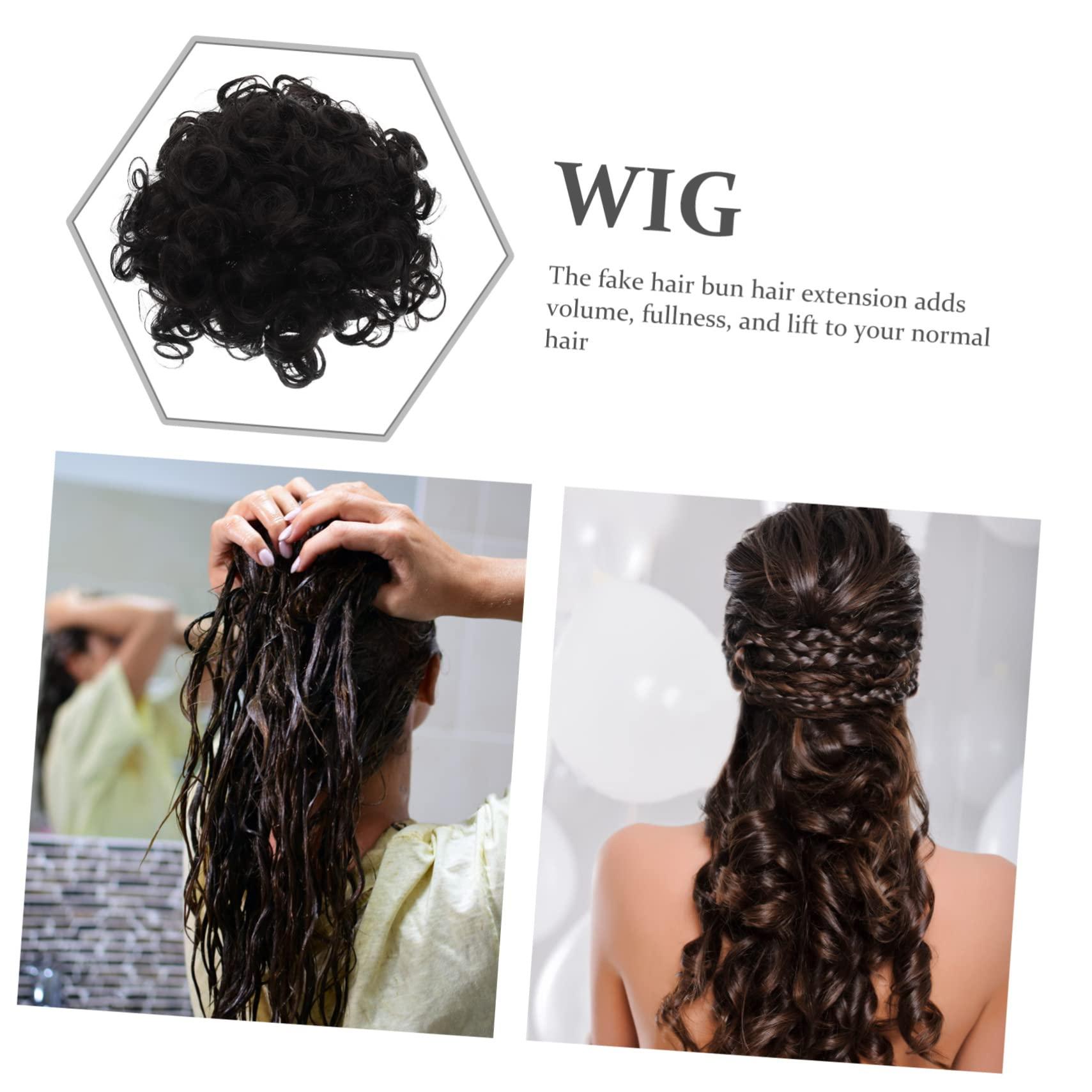 FOMIYES FOMIYES 2pcs Piece messy hair bun scrunchies human hair scrunchie hair bun extensions updo hair bun ponytail wig curly wigs fake buns Miss hair accessories High temperature wire drawstring