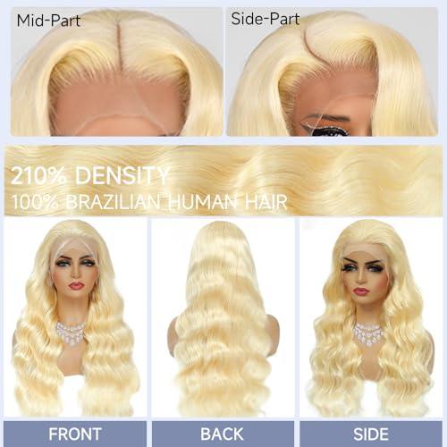 Waimro 613 Lace Front Wigs Human Hair Pre Plucked Blonde Wig Human Hair 210 Density 613 13x6 HD Lace Frontal Wig 12A 613 Body Wave Lace Front Wigs Human Hair Glueless Human Hair Wigs 24 Inch