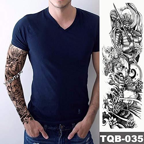 Vesna Vesna Large Arm Sleeve Tattoo Maori Power Totem Waterproof Temporary Tattoo Sticker Warrior Samurai Angel Skull Men Full Black Tatoo (07)