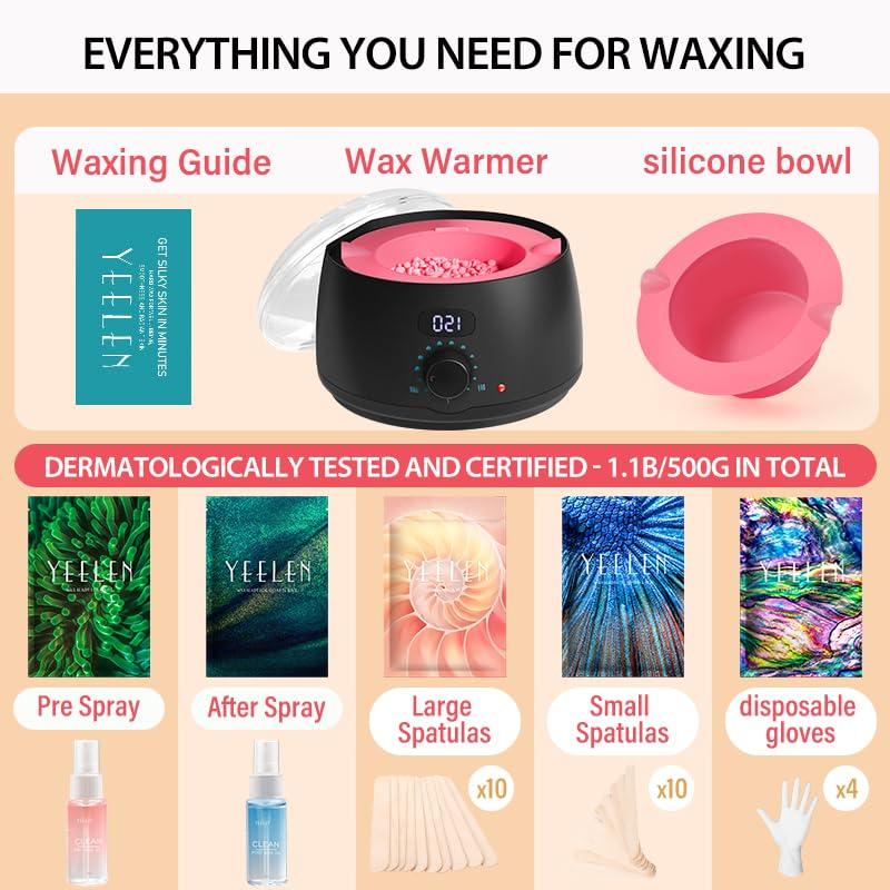 Bestienoly Complete Home Waxing Kit for Women: For Face Brazilian Eyebrow Bikini Leg & Sensitive Skin Hair Removal- with 5 Packs Hard Wax Beads