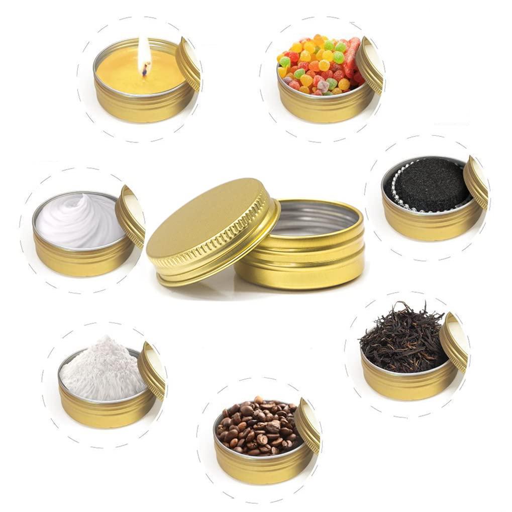 Generic LXLK 12 Pack 15ML Gold Aluminum Lip Balm Tins Cans Jars Empty Refillable Containers with Screw Lid Round Travel Cosmetic Storage Bottle for Powder Candle Salve Spice Cream Anti-Leakage