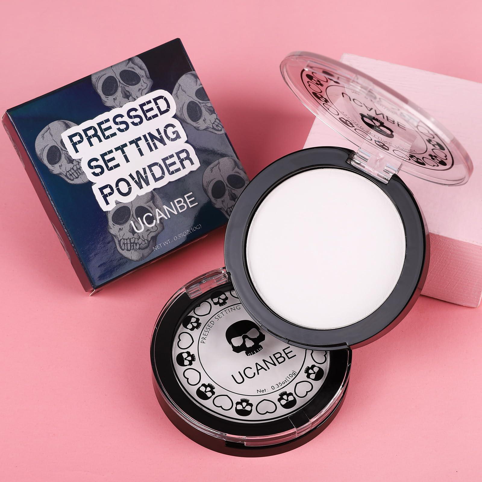 UCANBE UCANBE White Pressed Setting Powder for Special Effects & Halloween Makeup, Translucent Matte Finishing Powder, Baking White Face Powder for Long Lasting Coverage, Portable Compact