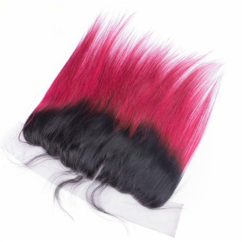 Tony beauty hair Tony Beauty Hair 1B/Hot Pink Ombre Human Hair Weaves Virgin Peruvian Hair Bundles with Ear to Ear 13x4 Lace Frontal Closure Straight Ombre Pink Human Hair 3 Bundle Deals with Frontals (14.16.18+14)