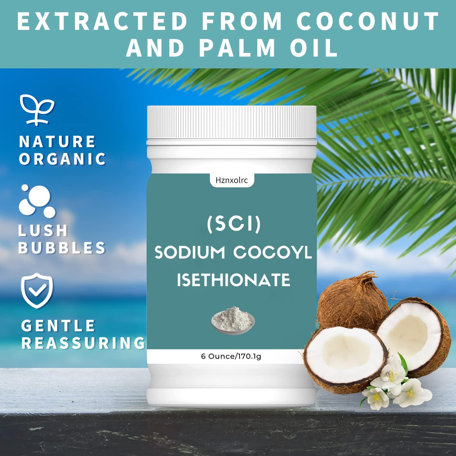 Hznxolrc 6 oz Sodium Cocoyl Isethionate, Premium Sodium Cocoyl Isethionate (SCI) Powder, Amazing Bubbles, Gentle on Skin, Biodegradable, Suitable for Making Bath Bombs, Bath Truffles and More
