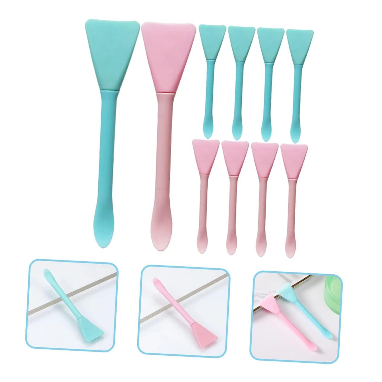 IWOWHERO IWOWHERO Facial Mask Brush Set of 10 Silicone Mud Mask Professional and Decorative Pink Blue
