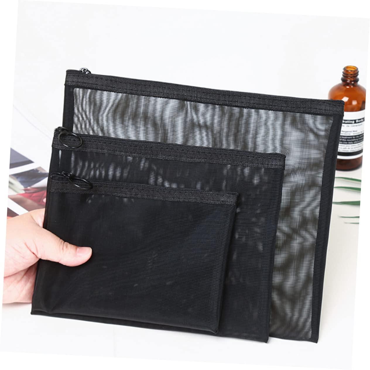 Ipetboom Ipetboom 5pcs Mesh Cosmetic Bag Travel Cosmetic Case Wallet Women Travel Toiletry Bag Makeup Bag Clear Bags Zippered Tote Makeup Kits for Women Travel Makeup Case Pouches Wash Pouch Black