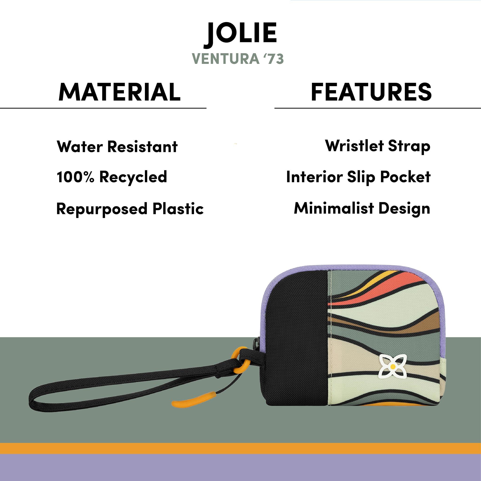 Sherpani Sherpani Jolie, Lightweight Travel Pouch, Cosmetic Bag, Recycled Wristlet Bag, Toiletry Purse for Women (Ventura '73, Small)