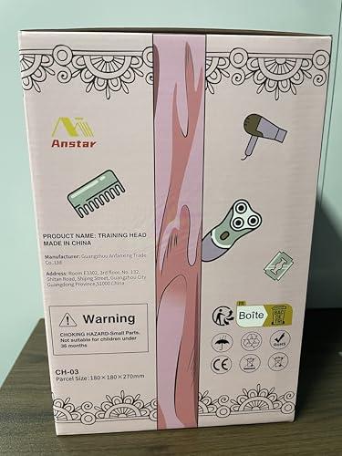 Anstar Anstar Hair Styling Doll Head for Girls Styling Head for Kids Mannequin Head with Pink Hair Doll Head for Hair Styling Braiding Cosmetology Manikin Head with Clamp Holder and Tools