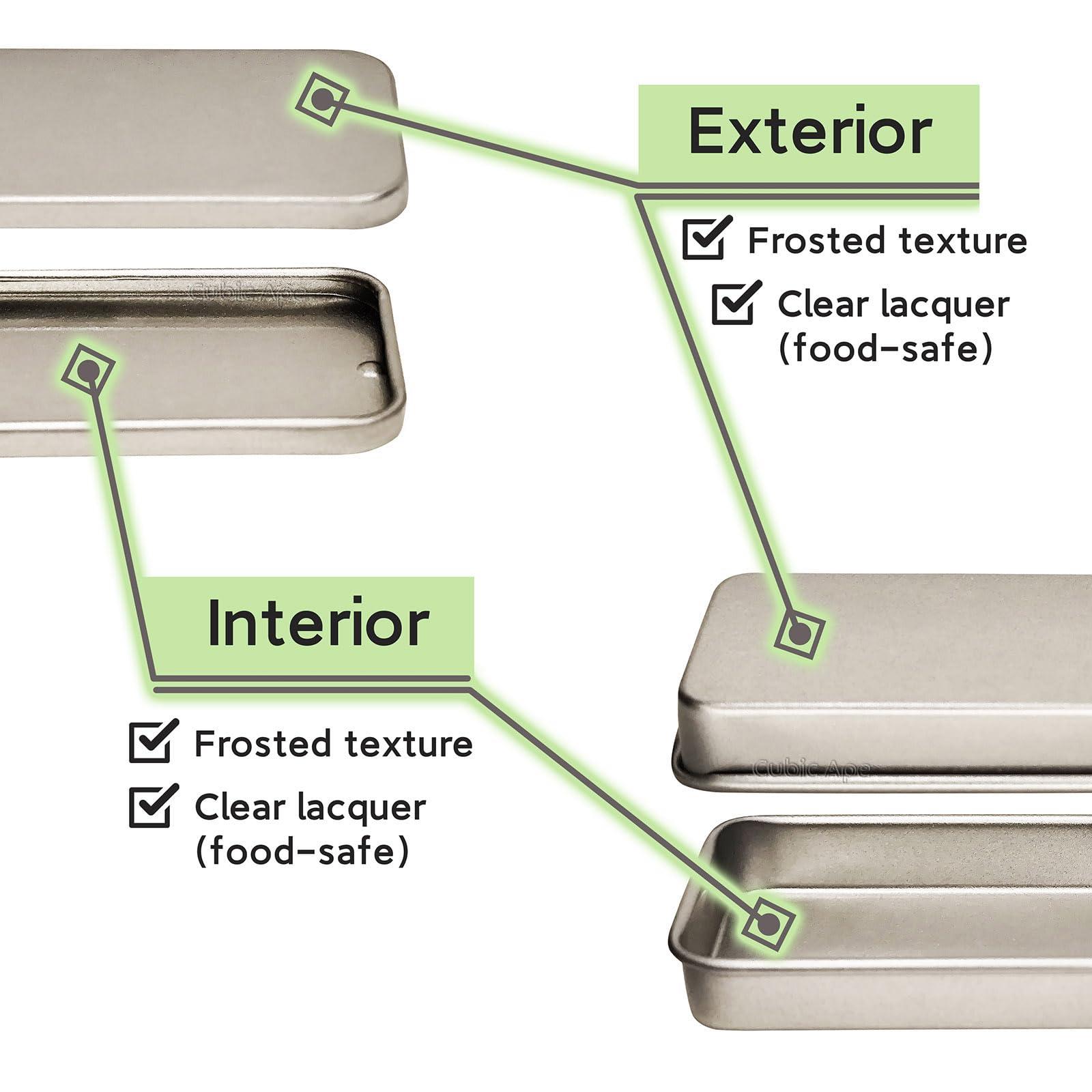 Cubic Ape Cubic Ape Slide Top Tin Containers for Lip Balm, Solid Perfume (8-Pack, w/Labels) - Empty Small Cosmetics Metal Boxes with Sliding Lids (Frosted Silver, 0.5 OZ)