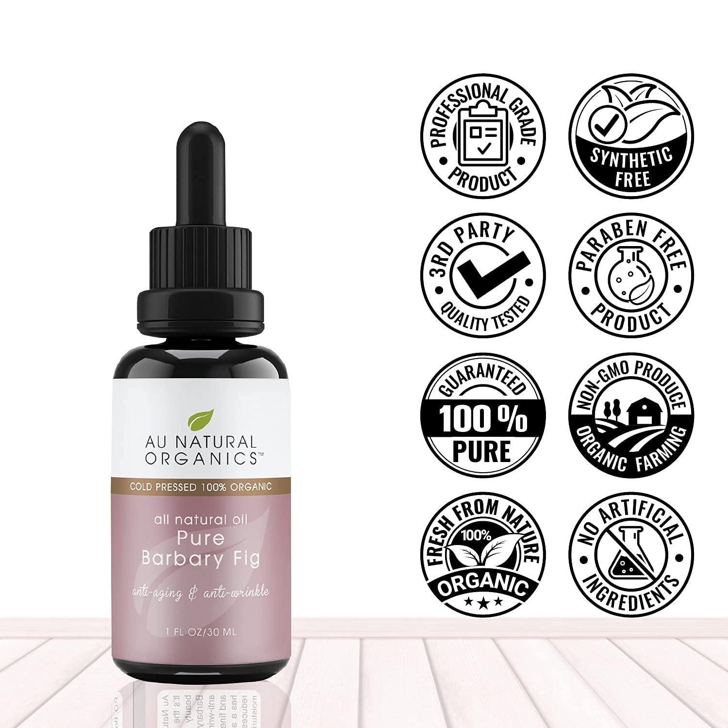 Au Natural Organics Au Natural Organics Prickly Pear Seed Oil for Face (Barbary Fig) 100% Pure Organic Prickly Pear Oil, All Natural Face, Dry Skin & Body Moisturizer and Hair Treatment, Extra Virgin, Cold Pressed, 1 oz