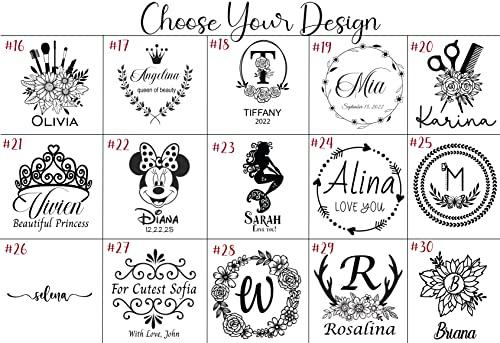 Art laser Engraving Personalized Compact Mirror, Custom Travel Mirror, Engraved Pocket Mirror with Double Sided Magnification Hand Mirror - Wedding, Birthday, Girls Woman Gift (Bamboo Color Material), Variety Color