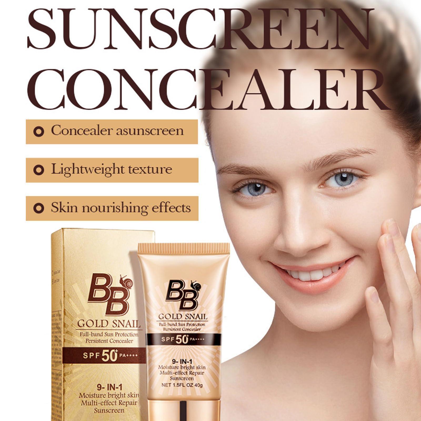 SADOER Korean BB Cream with SPF 50, 9 in 1 BB Cream Sunscreen SPF 50 Korean Waterproof Sweatproof, Foundation Full Coverage Tinted Moisturizer, Facial Concealer for Oily Skin, Dry Skin (02#Lvory Colour)