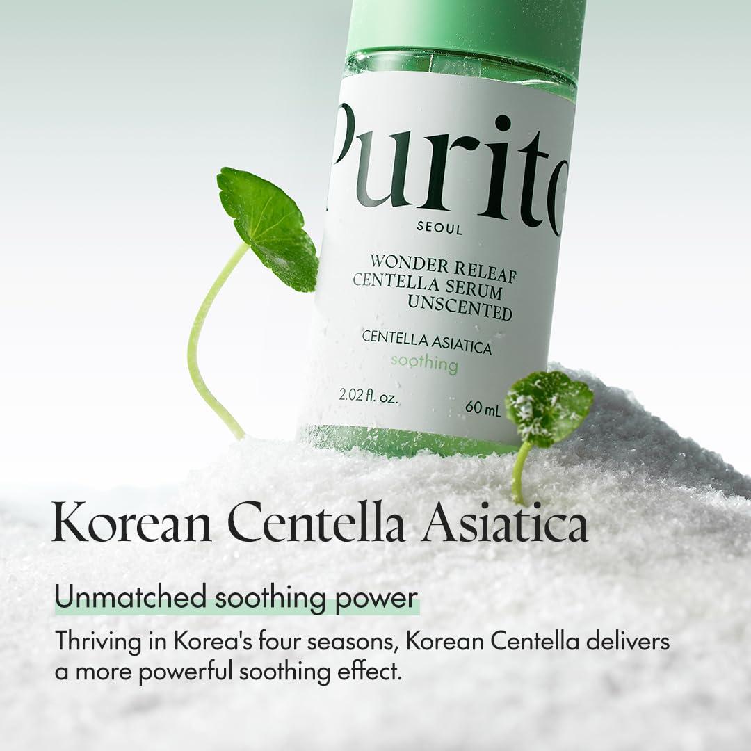 PURITO PURITO Centella Unscented Serum, Korean Centella, for All Skin Types, Ampoule, Soothing, Calming, Facial Serum for face, Vegan & Cruelty-Free, Korean Skin Care, 60ml 2fl.oz