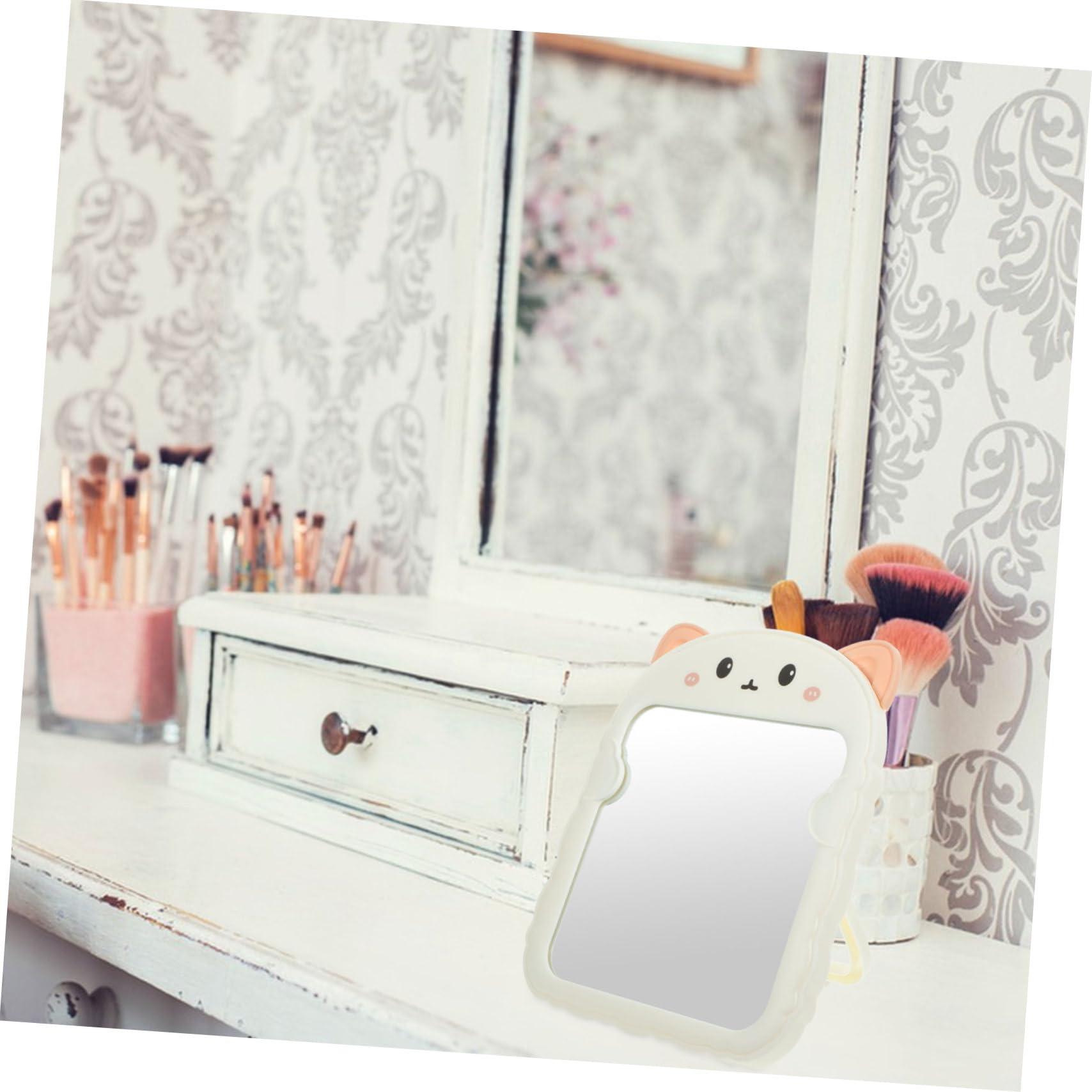 Suuim mirrors portable desk make up mirror small standing mirror makeup desktop mirror desk mirror makeup mirror for desk dresser mirror portable cosmetic mirror pp fold table mirror (White 19.20X16.00X1.20