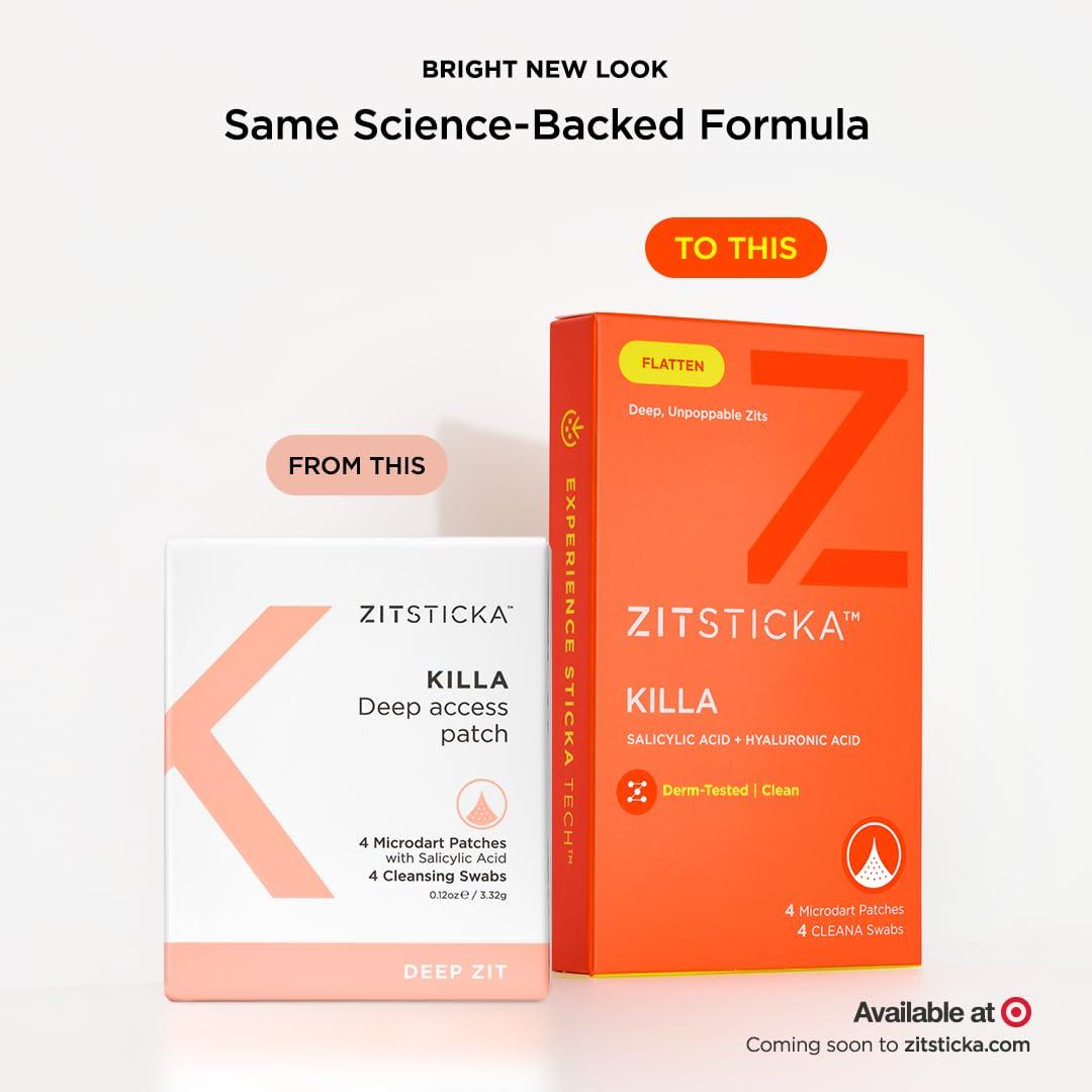 ZitSticka ZitSticka Killa Acne Patches for Face - World\'s Most Potent Pimple Patch with Fast-Acting Microdarts - Starts Working within 2 Hours for Deep, Early-Stage Zits & Blemish - 4 Count