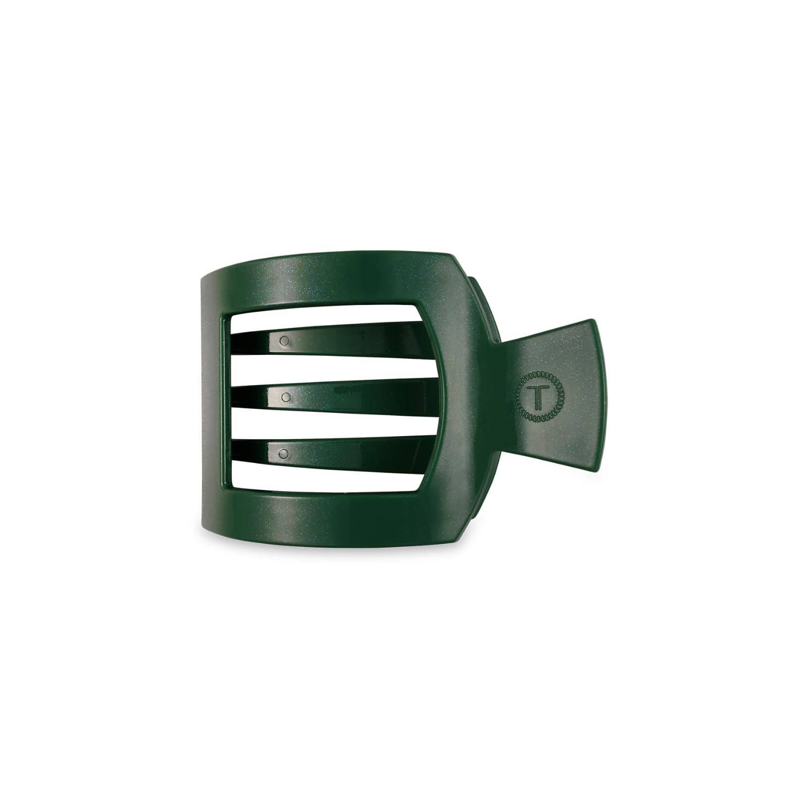 Teleties TELETIES - Small Flat Square Clip - Strong Grip, Bendable Teeth, Comfortable Curved Design - For Lying Down, Yoga, Driving & More - Ideal for Thick Hair -For All Hair Textures - Mistletoe