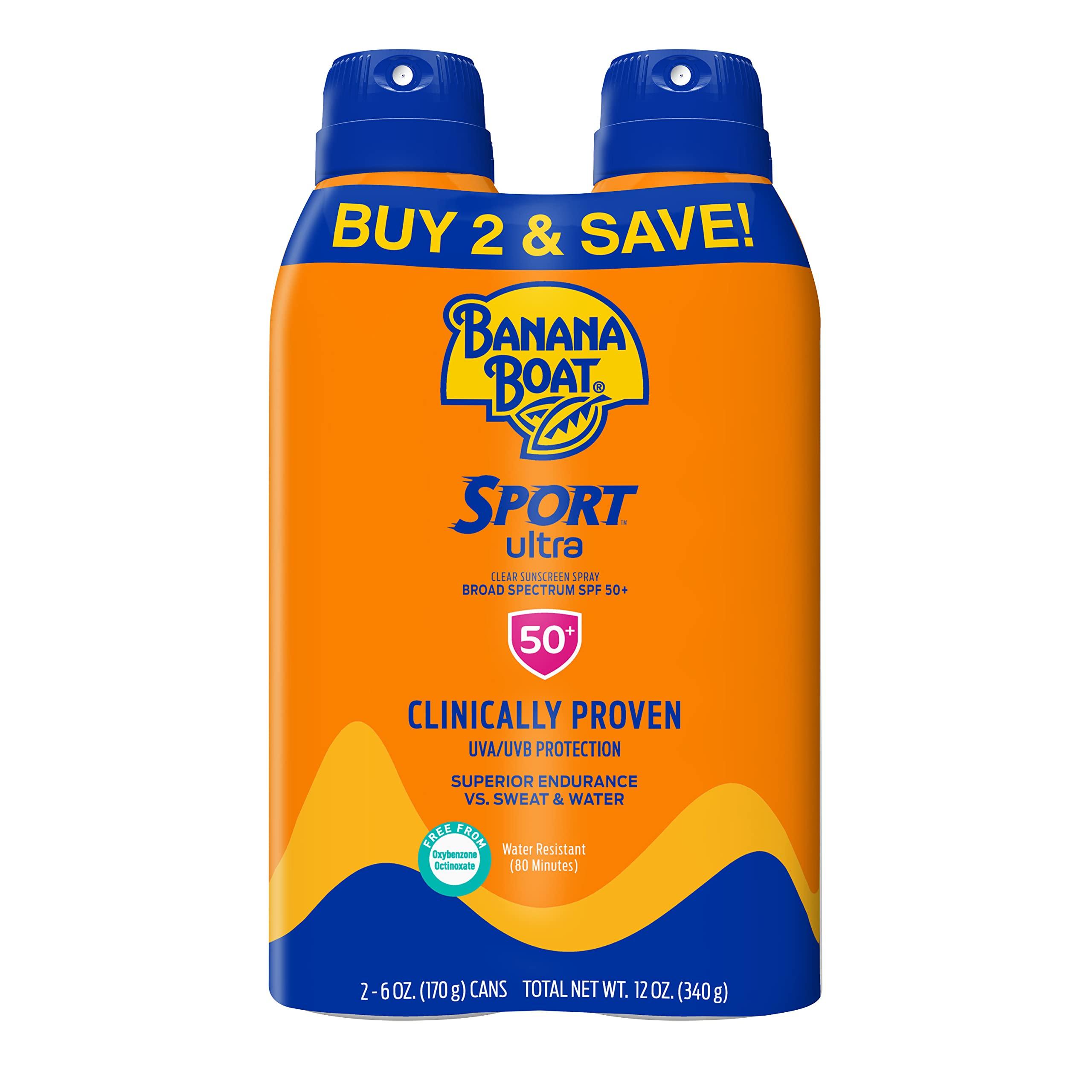 Banana Boat Banana Boat Sport Ultra SPF 50 Sunscreen 128oz Lotion & Twin 6oz Spray Pack | Oxybenzone Free Sun Protection