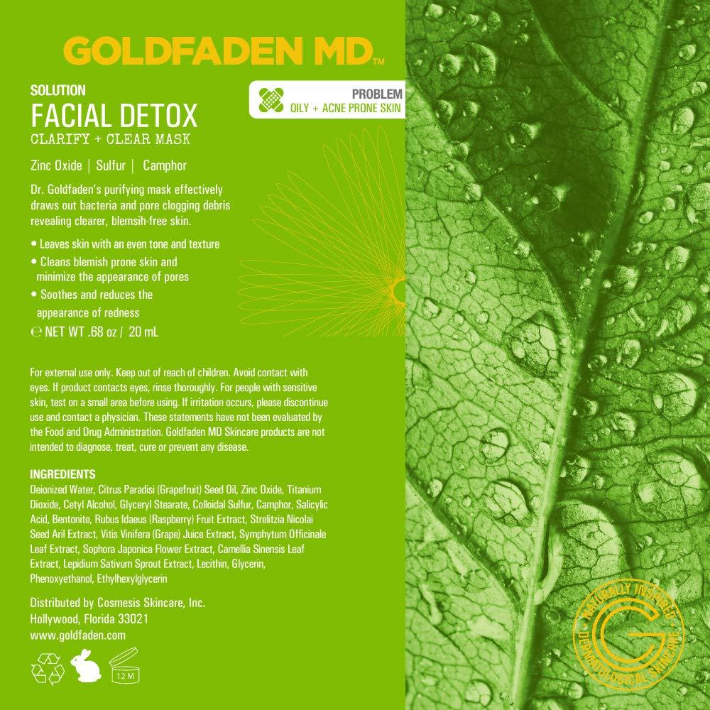 GOLDFADEN MD GOLDFADEN MD Facial Detox Mask Clarifying Face Mask w/Zinc Oxide, Sulfur, Salicylic Acid & Grapefruit Purifying Deep Clean Minimizes the Appearance of Redness, Blackheads & Pores .5 fl oz