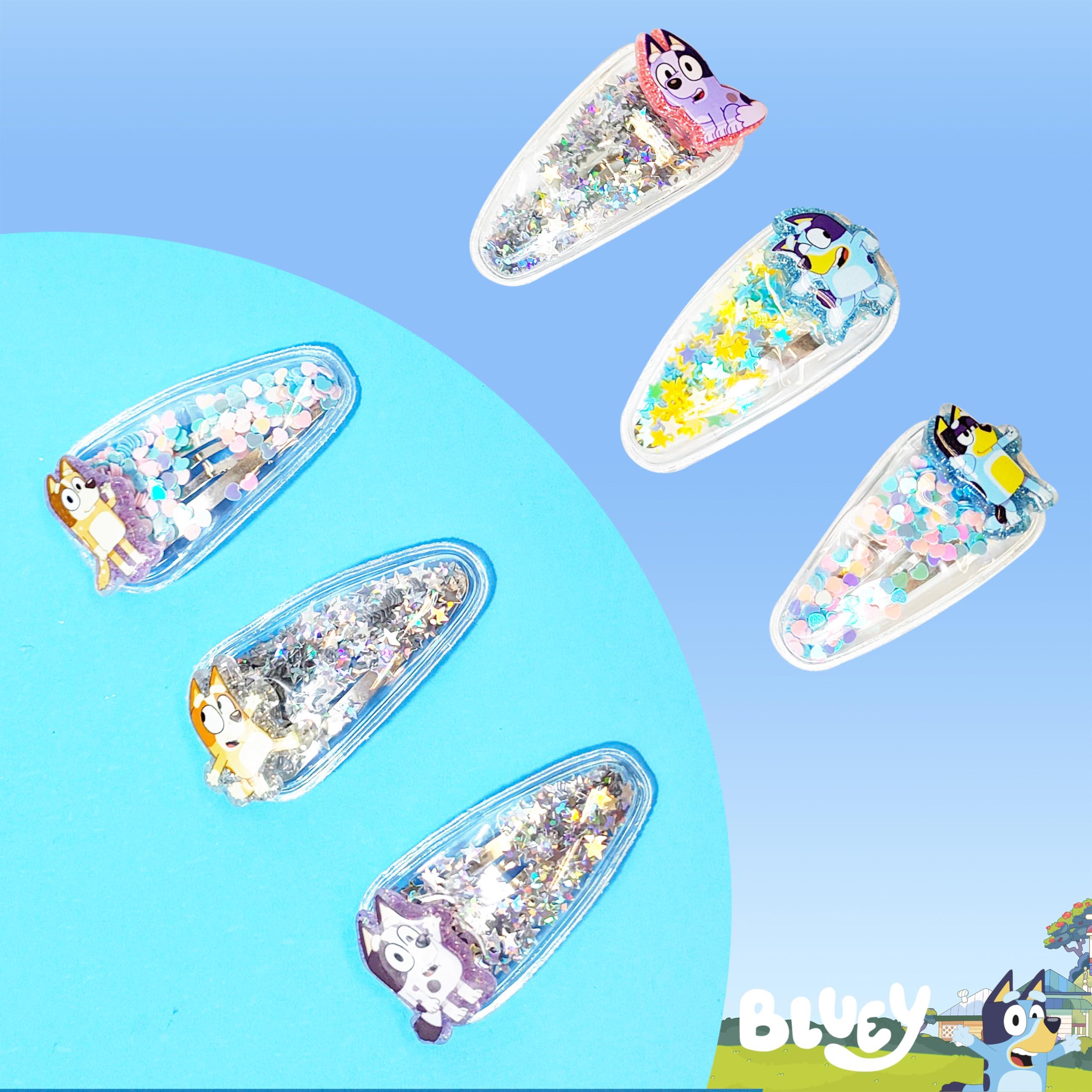 LUV HER LUV HER Bluey Hair Accessories For Girls, 6pc Cute Hair Clips with Favorite Bluey Character Charms, Magical Confetti Hair Clips, Ages 3+