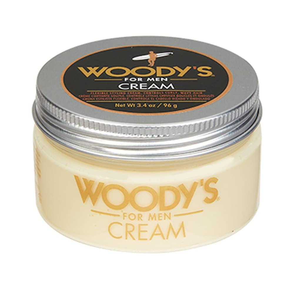 Woody's Woody\'s Styling Cream for Men, Controls Curly/Wavy Hair, Water-Soluble Mild Hold, Healthy Shine, 3.4 oz