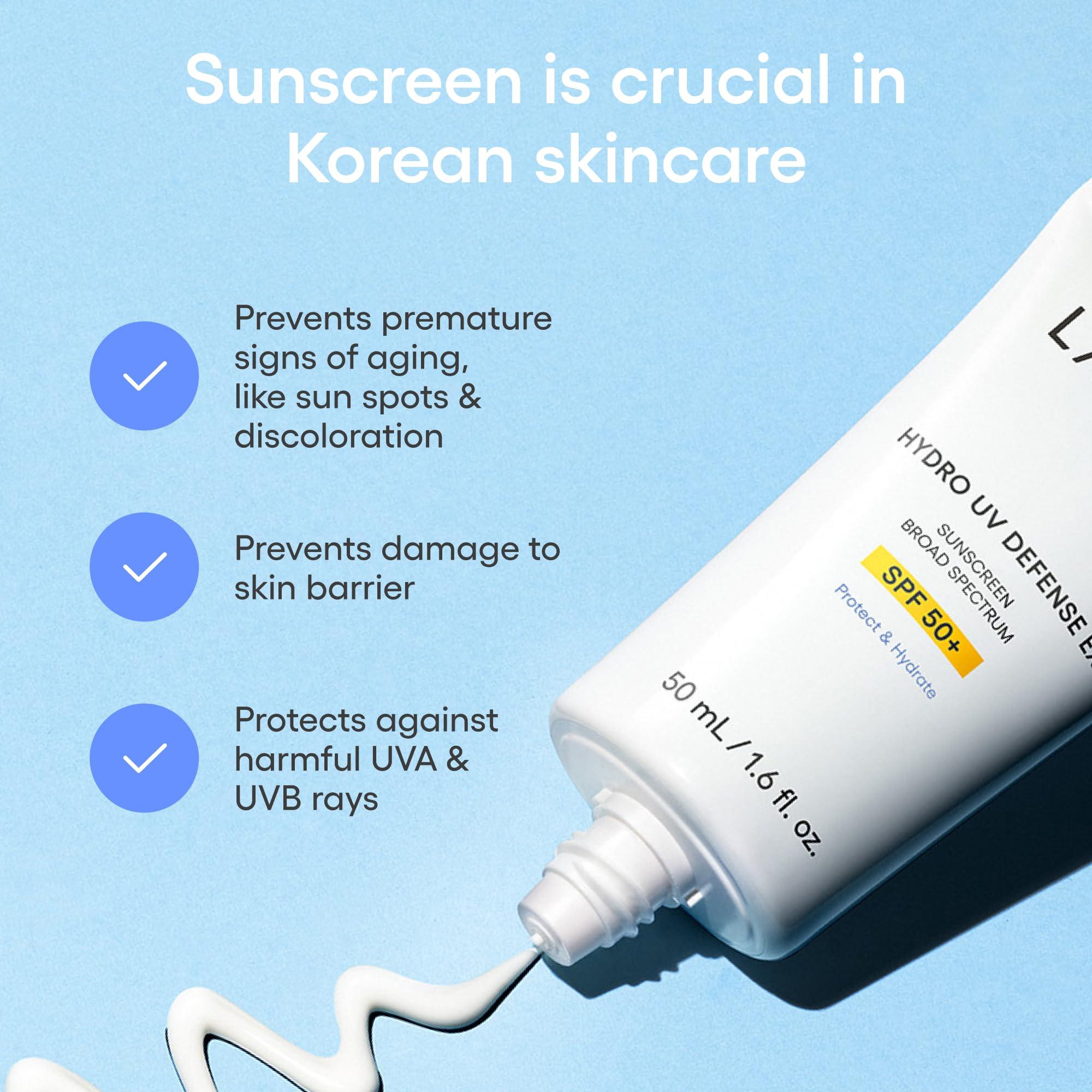 LANEIGE LANEIGE Hydro UV Defense Sunscreen Broad Spectrum SPF 50+: Korean Sunscreen, No White Cast, Dermatologically Tested, Hypoallergenic